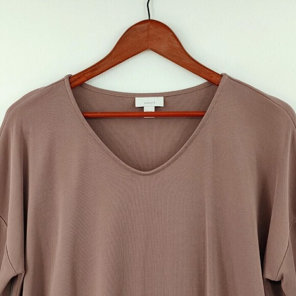 J Jill Pure Jill Top Womens Medium Pink Modal Blend V-Neck 3/4 Sleeve Sweatshirt - Picture 4 of 9